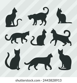 Cat Silhouette Vector Collection, Cat Symbol Set