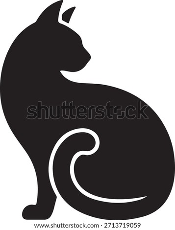Cat Silhouette vector elegant sitting pet icon for logo tattoo and home  vector design