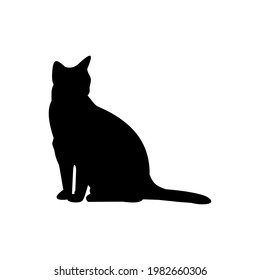 Cat Silhouette - Vector Flat Design Illustration : Suitable for Animal Theme and Other Graphic Related Assets.