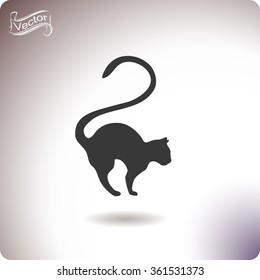 Cat silhouette vector icon.