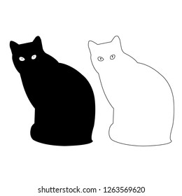 Cat silhouette Vector Icon Eps, Cat Outline Vector Icon Set