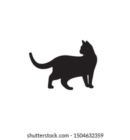 Cat silhouette vector, icon on a white background
