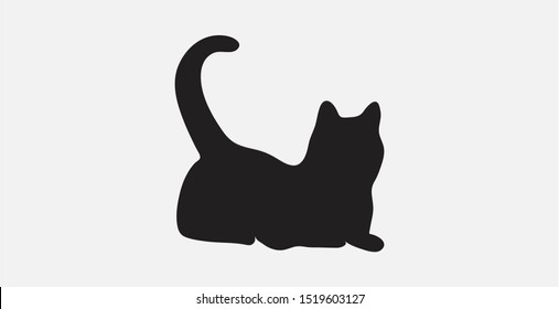 Cat silhouette vector icon.  Pet Cat icon