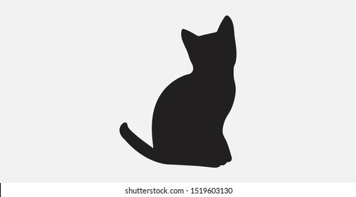 Cat silhouette vector icon.  Pet Cat icon