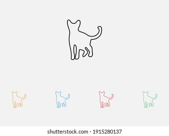 Cat silhouette vector icon. Pet Cat icon. Set of colorful flat design icons