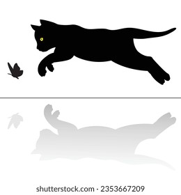 Ilustración del vector de silueta de gato. ilustración de gato negro.