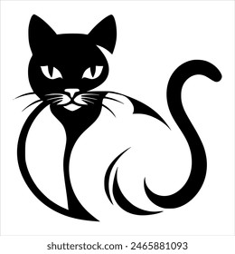 Cat Silhouette Vector illustration Black and White