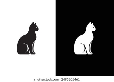 cat silhouette vector illustration. Black cat silhouette vector design.