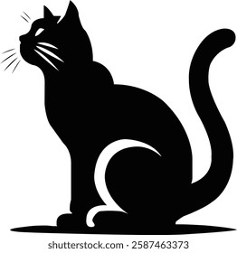 cat silhouette vector illustration, black silhouette on a white background, Silhouette of a Cat vector logo design, cat vector silhouette design, cat vector silhouettes set isolated,