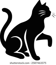 cat silhouette vector illustration, black silhouette on a white background, Silhouette of a Cat vector logo design, cat vector silhouette design, cat vector silhouettes set isolated,