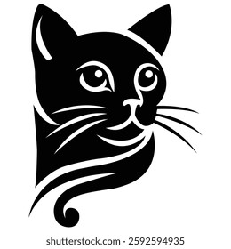 cat silhouette vector illustration, black silhouette on a white background, Silhouette of a Cat vector logo design, cat vector silhouette design, cat vector silhouettes set isolated,