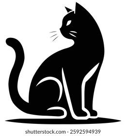 cat silhouette vector illustration, black silhouette on a white background, Silhouette of a Cat vector logo design, cat vector silhouette design, cat vector silhouettes set isolated,