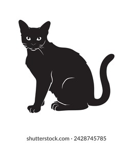 cat silhouette vector illustration with fully editable