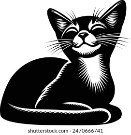 Cat Silhouette vector illustration Isolated on White Background