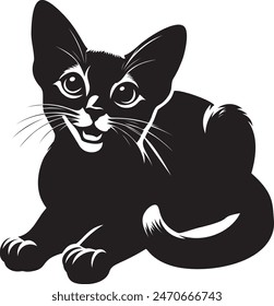 Ilustración vectorial de silueta de gato aislada sobre fondo blanco