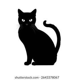 Cat silhouette vector Illustration isolated on white background