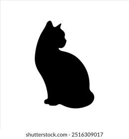 Ilustração do vetor da silhueta do gato no fundo branco
