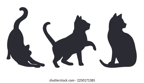 Cat silhouette vector illustration. Set drawing element.