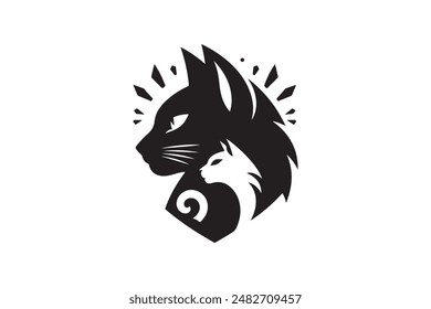  Cat Silhouette vector image with white background.