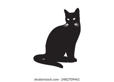  Cat Silhouette vector image with white background.