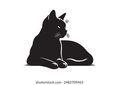  Cat Silhouette vector image with white background.