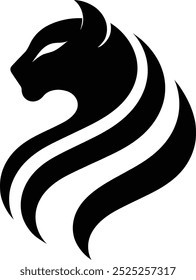 cat silhouette vector, Leopard, cat, or cougar face cut out Pet silhouette, Black Symbol, Animals Icon.
