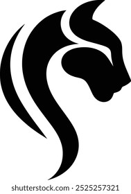 cat silhouette vector, Leopard, cat, or cougar face cut out Pet silhouette, Black Symbol, Animals Icon.
