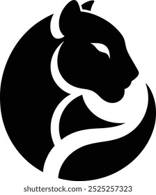 cat silhouette vector, Leopard, cat, or cougar face cut out Pet silhouette, Black Symbol, Animals Icon.
