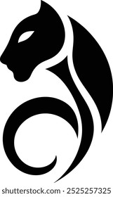 cat silhouette vector, Leopard, cat, or cougar face cut out Pet silhouette, Black Symbol, Animals Icon.
