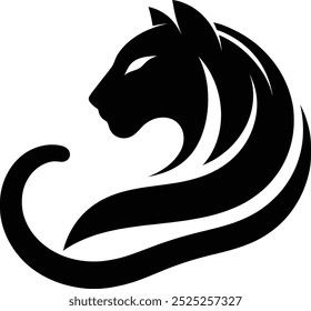 cat silhouette vector, Leopard, cat, or cougar face cut out Pet silhouette, Black Symbol, Animals Icon.
