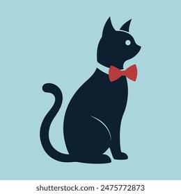 Cat silhouette vector logo design.