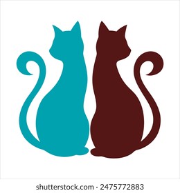 Cat silhouette vector logo design.