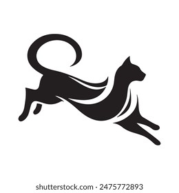 Cat silhouette vector logo design.