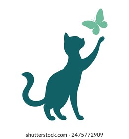 Cat silhouette vector logo design.