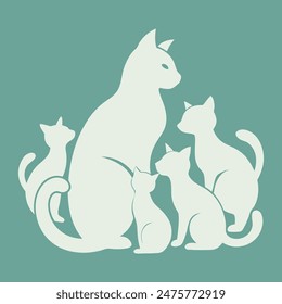 Cat silhouette vector logo design.