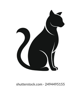 Cat Silhouette vector logo design. Vector cat sit down, Isolated on a white background