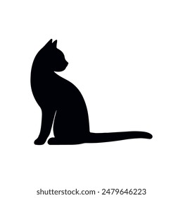 Cat silhouette vector logo icon. Black cat silhouette illustration isolated kitten pet cartoon icon.