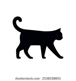 Cat silhouette vector logo icon. Black cat silhouette illustration isolated kitten pet cartoon icon.