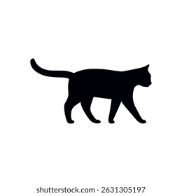 Cat silhouette vector logo icon. Black cat silhouette illustration isolated kitten pet cartoon icon.