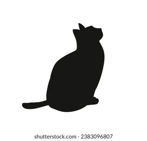 Cat silhouette. Vector silhouette of cat on white background. black cat isolated on white background. cutout cat. hand drawn design. vector illustration.