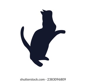Cat silhouette. Vector silhouette of cat on white background. black cat isolated on white background. cutout cat. hand drawn design. vector illustration.