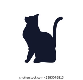 Silueta de gato. Silueta vectorial de gato sobre fondo blanco. gato negro aislado de fondo blanco. gatito. diseño dibujado a mano. ilustración vectorial.
