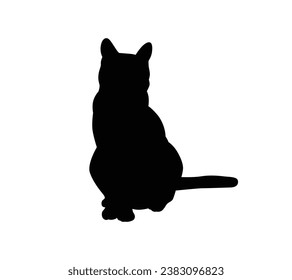 Cat silhouette. Vector silhouette of cat on white background. black cat isolated on white background. cutout cat. hand drawn design. vector illustration.