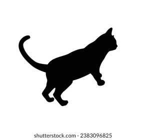 Cat silhouette. Vector silhouette of cat on white background. black cat isolated on white background. cutout cat. hand drawn design. vector illustration.