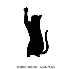 Silueta de gato. Silueta vectorial de gato sobre fondo blanco. gato negro aislado de fondo blanco. gatito. diseño dibujado a mano. ilustración vectorial.
