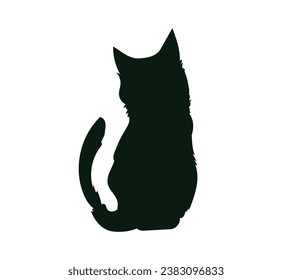 Cat silhouette. Vector silhouette of cat on white background. black cat isolated on white background. cutout cat. hand drawn design. vector illustration.