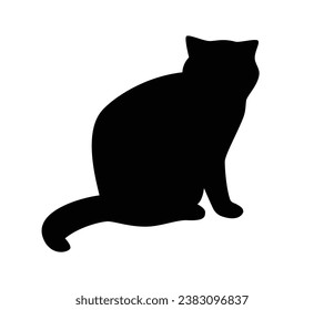 Silueta de gato. Silueta vectorial de gato sobre fondo blanco. gato negro aislado de fondo blanco. gatito. diseño dibujado a mano. ilustración vectorial.
