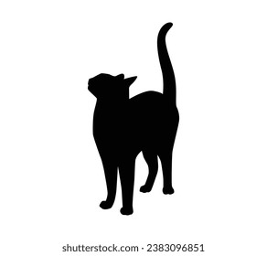 Silueta de gato. Silueta vectorial de gato sobre fondo blanco. gato negro aislado de fondo blanco. gatito. diseño dibujado a mano. ilustración vectorial.