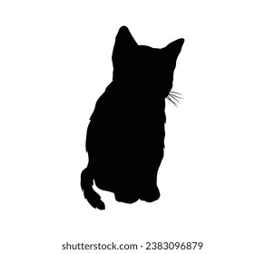 Cat silhouette. Vector silhouette of cat on white background. black cat isolated on white background. cutout cat. hand drawn design. vector illustration.