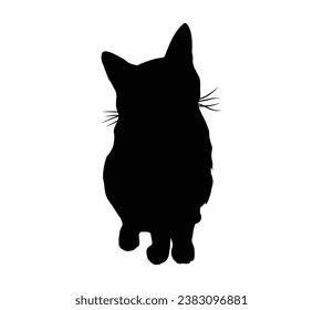 Cat silhouette. Vector silhouette of cat on white background. black cat isolated on white background. cutout cat. hand drawn design. vector illustration.